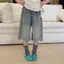 Big Girl (100-160) Quần năm điểm Denim rách nóng thời trang