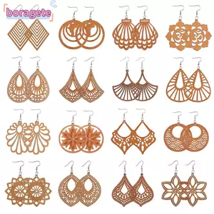 Bông tai Dangle BORAGETE Thủ công Bohemian Gỗ Châu Phi