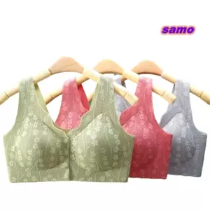 Nút SAMO Áo ngực điều dưỡng phía trước, Thiết kế chống chảy xệ Quần lót tập hợp kích thước lớn, Chất liệu Cotton khóa phía trước mỏng Thiết kế không dây Đồ lót mẹ