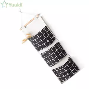 YUUKII Treo Tường Tổ Chức, Lưới Vải Đen Treo Tường Túi Bảo Quản, Bảo Quản Phòng Ngủ Vải Lanh Bền Thiết Kế Nhiều Túi Tủ Quần Áo Cửa Sắp Xếp