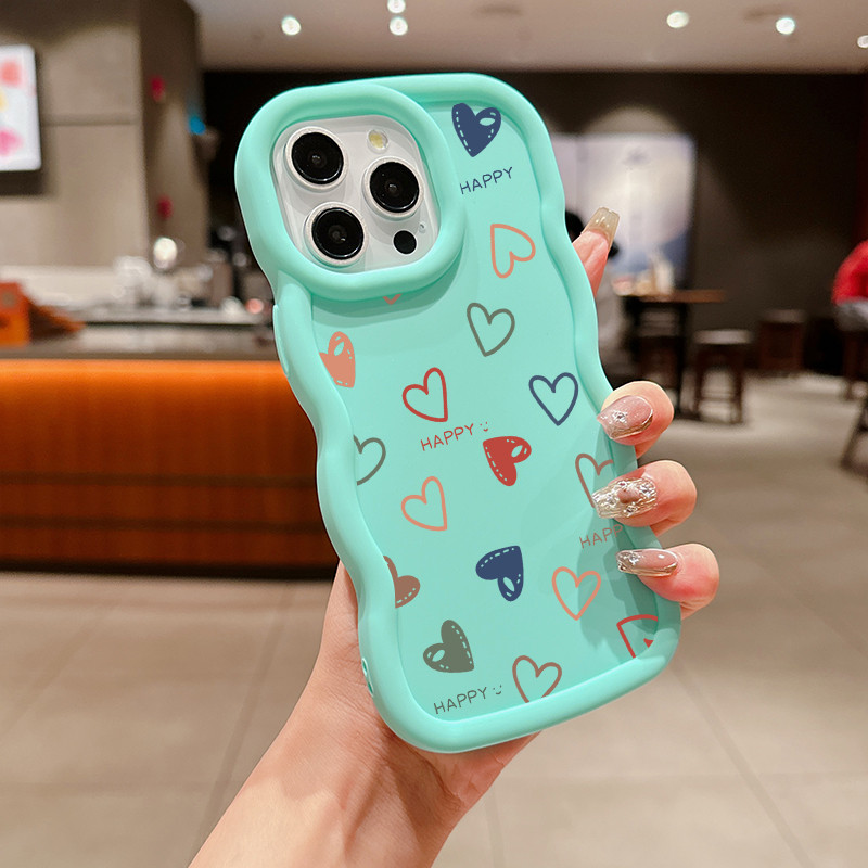 Vỏ in hình trái tim nhỏ đầy màu sắc cho OPPO A6X Reno 15F 14F 13F 12F 14 13 12 11 5G A6 A5 PRO Vỏ silicon 3D Wave