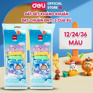 Đất Sét Kháng Khuẩn 12/24/36 Màu Deli - Đạt Chuẩn EN71-3 Của EU An Toàn Dễ Dàng Trộn Màu Tạo Hình Kích Thích Sáng Tạo
