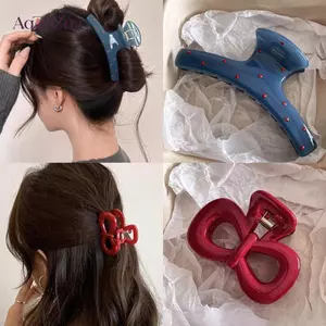 AqToCna 2 Cái / bộ Vintage Xanh Chấm Bi Đỏ Nơ Tóc Cá Mập Vuốt Kẹp Kẹp Tóc Barrette Hàn Quốc Mũ Phụ Kiện Dành Cho Nữ AqToCna
