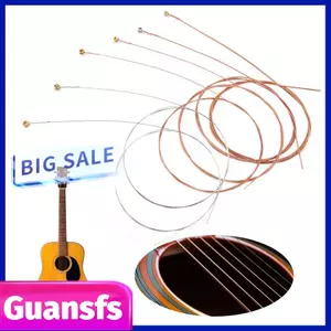 Guansfs Dây đàn Guitar Acoustic Chất liệu thép và đồng với lớp phủ chống rỉ 3 tùy chọn màu sắc cho âm thanh ổn định Phụ kiện thay thế dễ dàng luyện tập Nhạc sĩ (dây đồng đỏ)