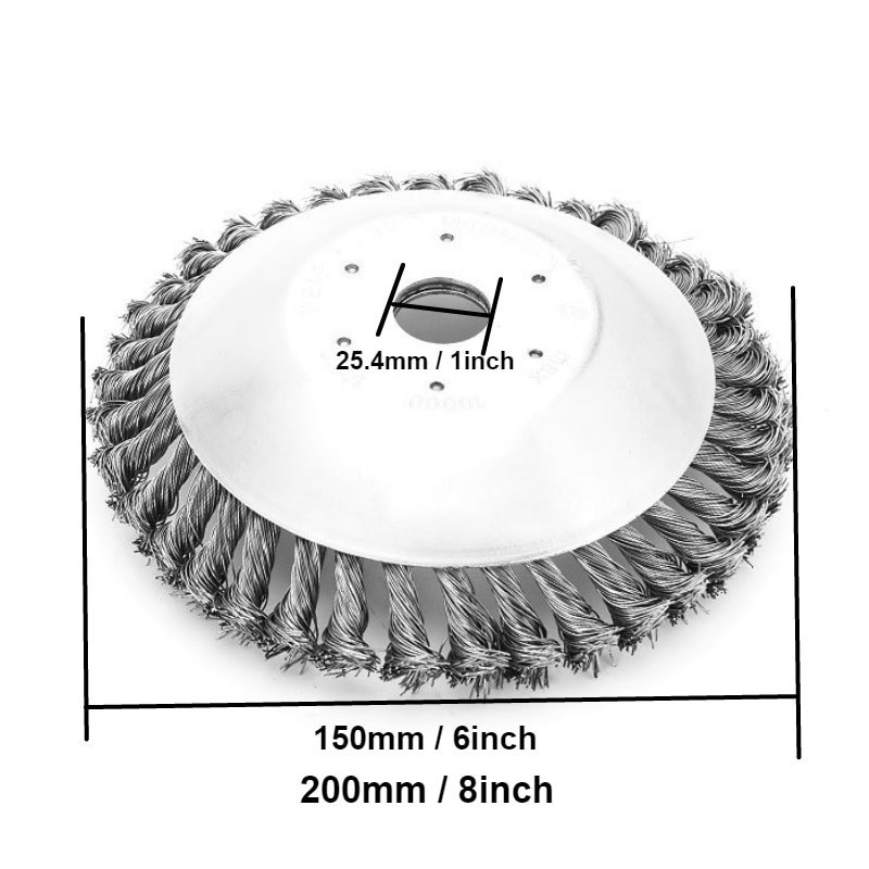 Bàn Chải Cước Thép Máy Cắt Cỏ 6 Inch 8 Inch Lưỡi Diệt Cỏ Tận Gốc Làm Sạch Rêu Gỉ Sét Trục 25.4mm