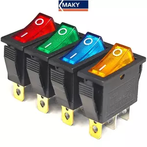 MAKY 5 Chiếc KCD3 Roer Switch Có Đèn LED Bật Tắt 16A 250V 220V 3 Pin 20A Nắp Nắp Đèn Nhỏ Cho Điện Roet 220 Điện Tử VN