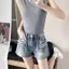 Quần Short Denim Nữ Phong Cách Mỹ Cao Cấp Kích Thước Lớn Ôm Hơn Nhìn Thẳng Chữ a Siêu Ngắn Quần Nóng