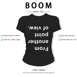 BOOM Áo Baby Tee Nữ Cotton Ôm Body-Áo Thun Ngắn Tay Y2K In Hình PhongCách Mùa Hè, Cổ Tròn Hàng Đầucách hàn quốc phong471