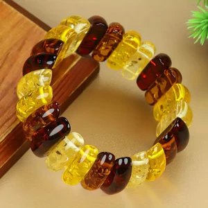 Sáp ong Hoa hổ phách Duobao Vòng tay Unisex Hàng tay phong cách hàng ngày