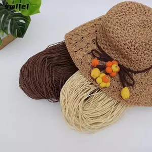 SMILE 200g Sợi Rơm Raffia, Sợi Móc Sợi 2 Lớp Sợi Tự Nhiên, Họa Tiết Lông Tơ Thủ Công DIY Màu Trơn Sợi Pha Trộn Thủ Công Chất Liệu