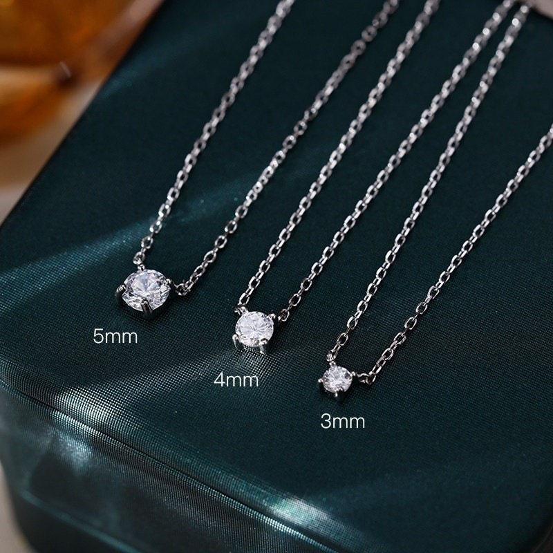 Vòng cổ kim cương đơn bạc s925 mẫu mới