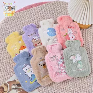 Hoạt Hình Gấu Thỏ Sang Trọng Bình Nước Nóng Đổ Nước Nhung Nhỏ Di Động Học Sinh Cầm Tay Dễ Thương Ấm Áp Túi Nước ELWW