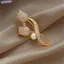 Bluelover Mới Thả Ngọc Trai Tulip Thổ Cẩm Đầy Kim Cương Hoa Phương Tây Đầm Pin Cố Định Quần Áo Chống chói Trang Trí Mới