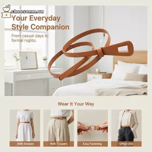 Cheenm Vintage Da PU Thắt Lưng Nhẹ Di Động Cho Nữ Xe Đạp Váy Du Lịch Hàng Ngày Trang Phục VN