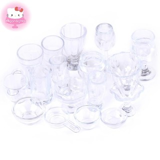 Moonlights 17 Cái / bộ 1: 12 Nhà Búp Bê Thu Nhỏ Trong Suốt Bộ Đồ Ăn DIY Đồ Chơi Nhà Bếp EN