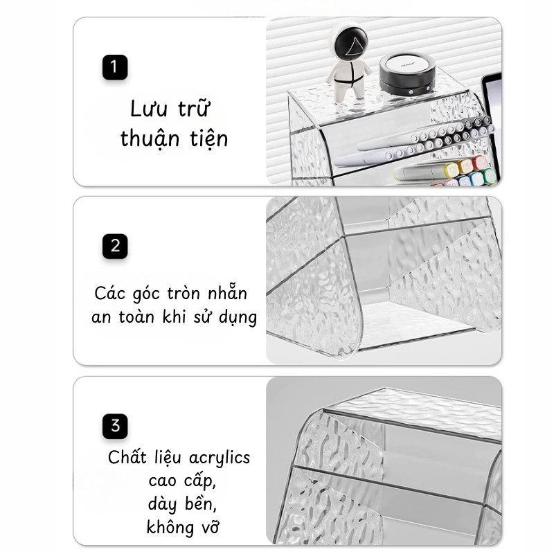 Hộp Đựng Bút Để Bàn Vân Kim Cương Acrylic, Thiết Kế Nghiêng, Chống Bám Bụi, Dùng Cho Học Sinh Văn Phòng DINO