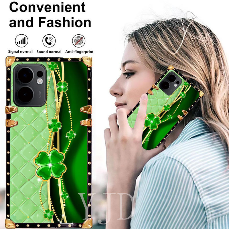 Ốp YJD Cho OPPO Reno14 F Reno14F Sang Trọng Nhiều Màu Sắc Hoa Tay Dây Cạnh Thẳng Chống Rơi Vỏ Điện Thoại