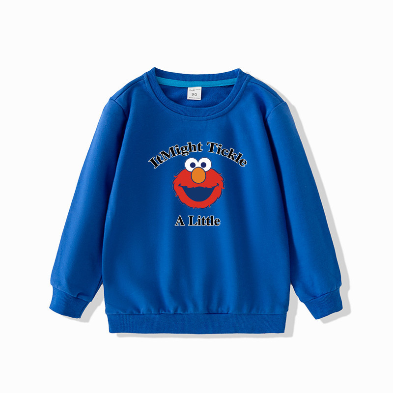 Áo nỉ cổ tròn dài tay 2D hoạt hình Sesame Street cho bé trai bé gái