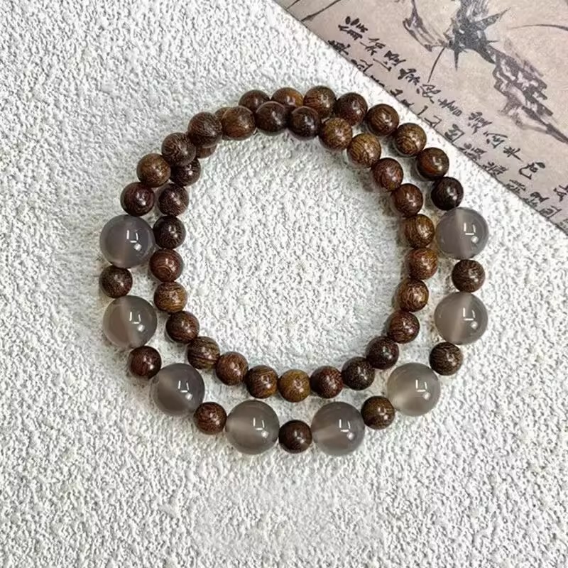 Vòng tay hạt gỗ xếp lớp phong cách cổ điển Trung Quốc, phù hợp làm quà tặng cho người yêu văn học