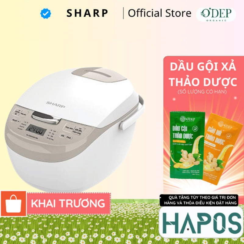Nồi cơm điện tử Sharp KS-COM191EV-WH 1.8L [8 Chức năng nấu, Màn hình ...