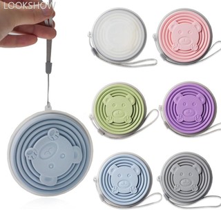 LOOKSHOW 180ml / 270ml Cốc nước gấp silicon di động có nắp và dây buộc Kính thiên văn chịu nhiệt có thể gập lại có thể gập lại để cắm trại du lịch E3W3