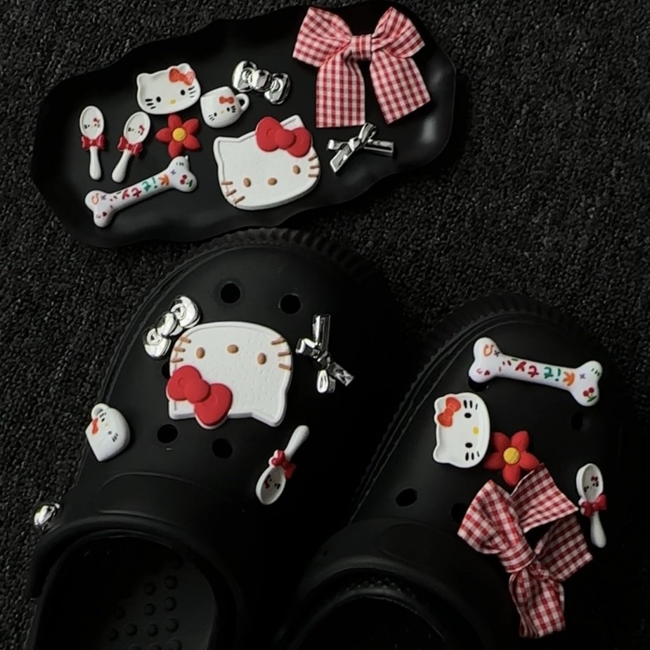Hellokitty Lỗ Giày Phụ Kiện Dễ Thương Nơ Giày Hoa Thích Hợp Cho crocs Khóa Giày Cao Cấp Sense Giày Lỗ Hoa Khóa Giày Busch Khóa Giày Zhibixing Khóa Giày Có Thể Tháo Rời Khóa Giày ins Giày Hoa
