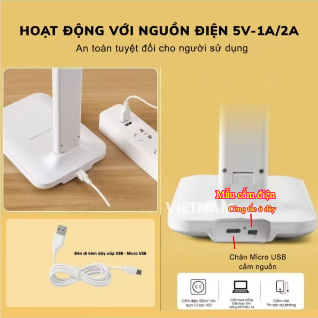 Đèn Học Để Bàn Tích Điện Có Nút Cảm Ứng Kèm 3 Chế Độ Ánh Sáng Phù Hợp Bảo Vệ Mắt [ HÀNG CAO CẤP ]led