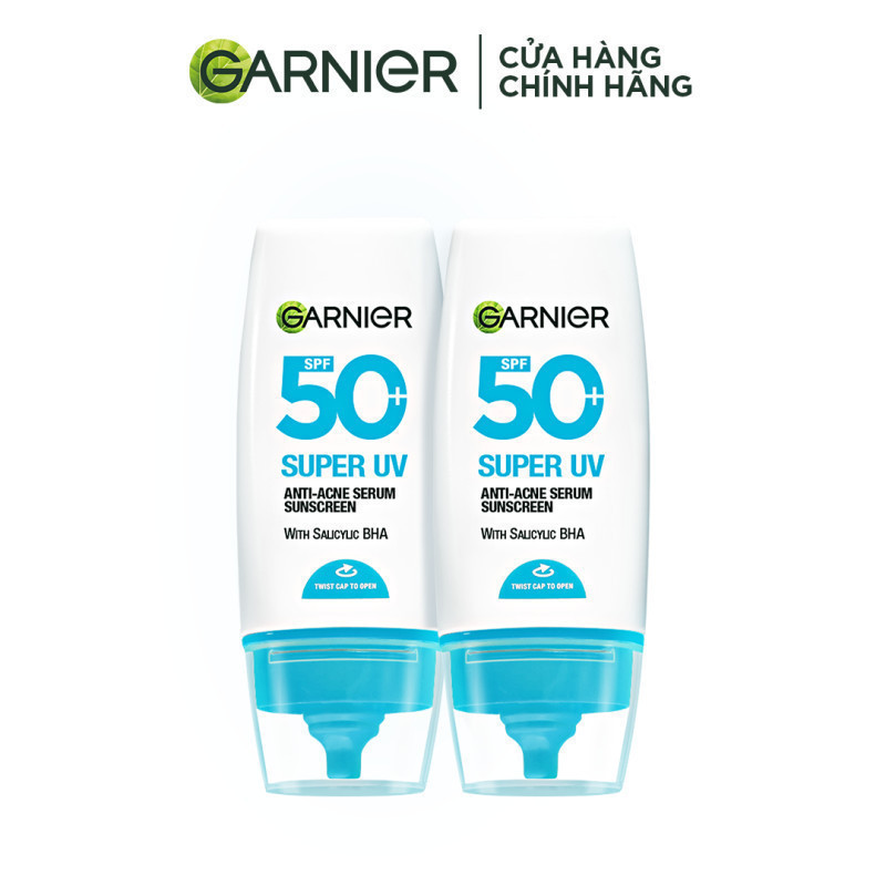 Bộ 2 Kem Chống Nắng Garnier Phổ Rộng Kiềm Dầu Đến 12H & Hỗ Trợ Giảm Mụn SPF 50+PA++++ 30mlX2