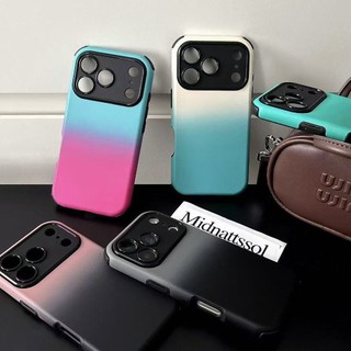 Ốp điện thoại 4 góc màu xám đen Gradient chống sốc 2 trong 1 cho iPhone 17Promax 17Pro 16Promax 12 13 14 15 Pro Max 11 15Plus Vỏ di động nam nữ chống bụi bẩn