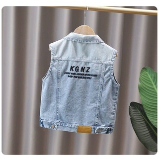 Áo khoác gile jean cho bé trai và bé gái, áo khoác bò cao cấp dễ phối đồ rộng rãi thoải mái mùa hè cho bé Ttom.kids