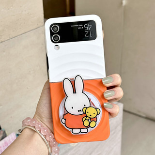 Ốp điện thoại gấp cho Samsung Galaxy Z Flip7 Flip6 Flip5 Flip4 Flip3 Boyang Thiết kế tương phản tối giản Miffy Rabbit khung từ tính Vỏ điện thoại tpu cứng