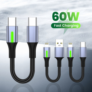 Cáp dữ liệu Elough 0,25M / 0,5M Cáp điện thoại di động USB A đến Type C PD60W Cáp ngắn dữ liệu sạc nhanh cho Power Bank