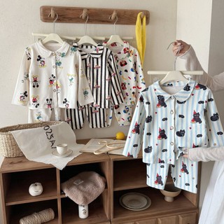 Bộ Đồ Ngủ Trẻ Em Hoạt Hình Dài Tay Phù Hợp Với Trung Bình Lớn Trẻ Em Nhà Quần Áo Bé Ve Áo Cardigan Bộ Đồ Hai Mảnh