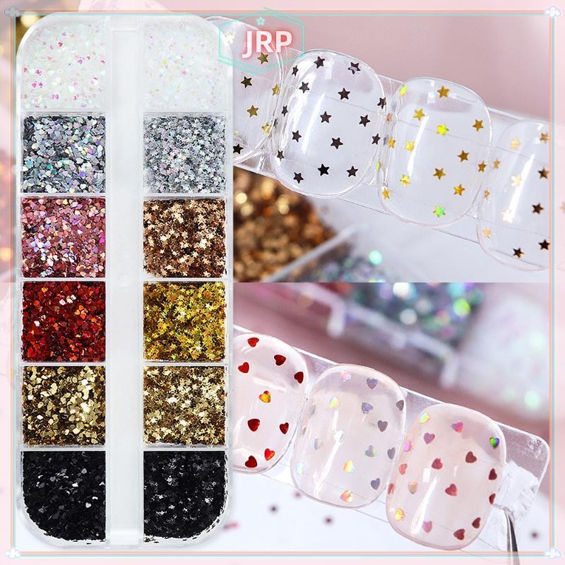 JRP 1mm Ngôi Sao Lấp Lánh Móng Tay Lấp Lánh Tình Yêu Trang Trí Móng Tay Móng Tay Thiết Kế Salon Phụ Kiện Dễ Thương DIY Nail Art Design JRP
