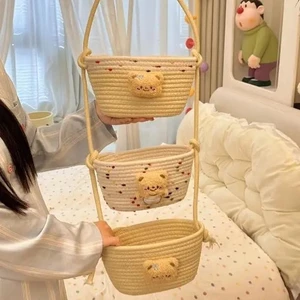 💦Túi Treo Hoạt Hình Treo Tường Giỏ Chứa Đồ Treo Giỏ Ký Túc Xá Phòng Treo Tường Phòng Ngủ Sợi Z6TR
