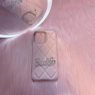 17promax Ốp điện thoại đính đá hồng lấy cảm hứng từ Barbie - Vỏ da lấp lánh cho iPhone 16 15 14 13 12 11 Series Phụ kiện quyến rũ nữ tính dành cho nữ và thanh thiếu niên