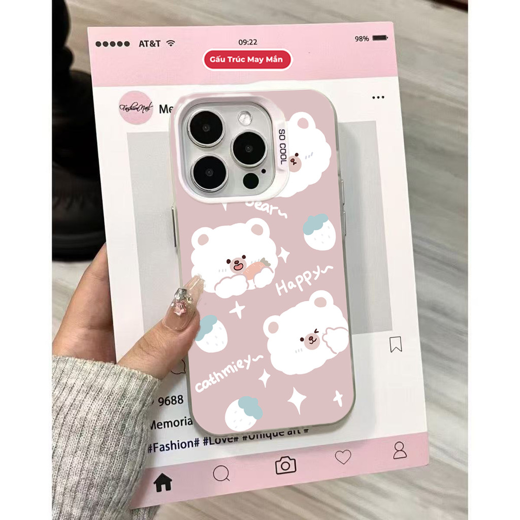 Ốp Lưng iPhone Hình Gấu Con Siêu Dễ Thương - Tương Thích 16/15/14/13/12/11 Pro Max, XS Max, X