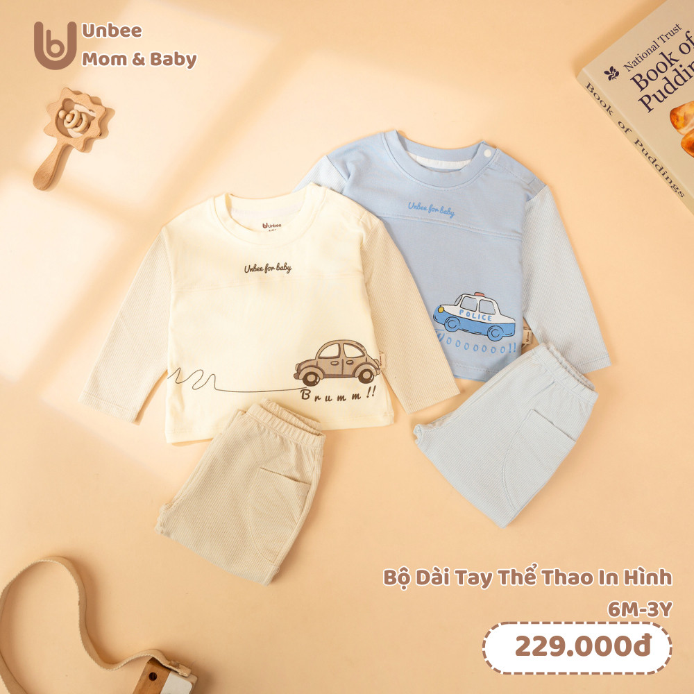 Bộ quần áo dài tay bé trai bé gái Unbee chất nỉ modal mềm mịn - Bộ thể thao Hàn Quốc cho bé