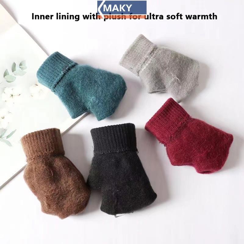 Onetimingcool Nam Nữ Mùa Thu Dày Màu Full Ngón Tay Găng Tay Giữ Ấm Tay Cặp Đôi Găng Tay Đi Xe Đạp Găng Tay Dệt Kim Mùa Đông Sang Trọng Găng Tay VN