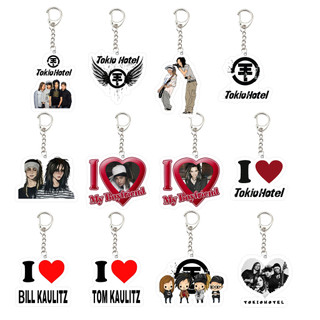 Acrylic Tokio Hotel  Keyring Chains Popular Singer Bill Tom Kaulitz KeyChain Pendant KeyRing for Accessories Bag F