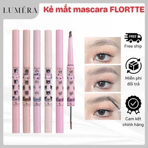 Chì kẻ mày mascara FLORTTE kẻ lông mày 2 đầu tiện dụng hình meow chống nước bám màu lâu trôi