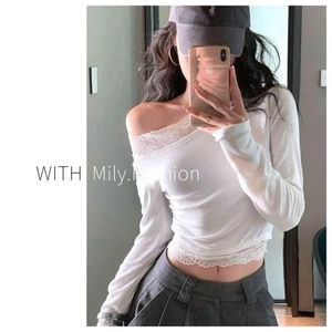 Milyfashion Pure Desire Ren Khâu Dây Áo Thun Nữ Đầu Thu Thiết Kế Cảm Giác Slim-fit Bên Trong Ngắn Top Bé tee