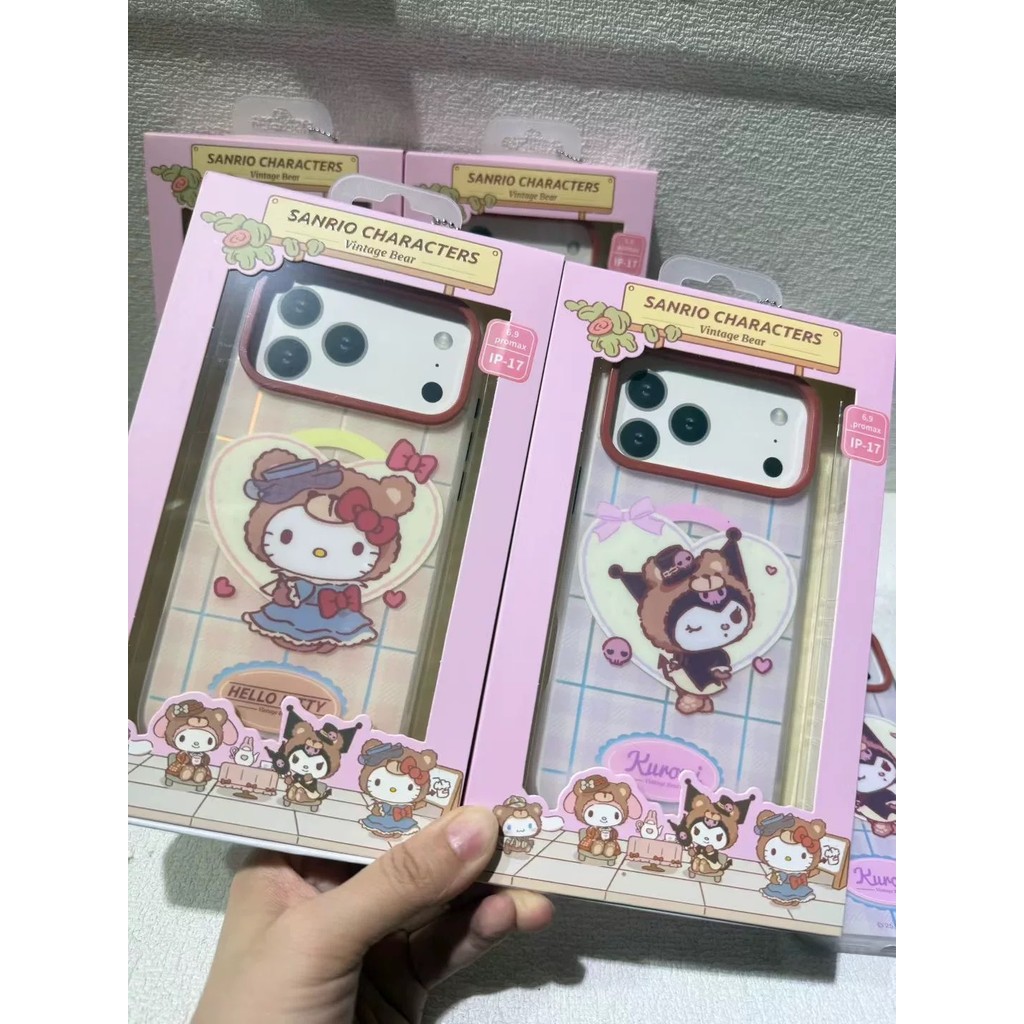 Sanrio iPhone 17Pro Melody Dễ Thương Retro Quế Chó Kẻ Sọc Bao Gồm Tất Cả Chống Sốc
