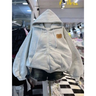 Khoác nỉ có khoá kéo form rộng nam nữ mũ 2 lớp unisex-THUBA