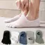 FUHUIOT Tất Năm Ngón, Tất Năm Ngón Chống Trơn Trượt Cotton, Cảm Giác Thoáng Mát Miệng Nông Màu Trơn Thoáng Khí Không Thể Hiện Tất Hoạt Động Thể Thao