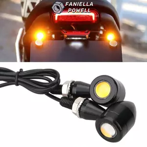 Đèn tín hiệu xe máy LED FANIELLAPOWELL, Đèn biển số chống nước bằng hợp kim nhôm, Mắt đại bàng Đa năng màu vàng Đèn phanh xe máy Phụ kiện Moto
