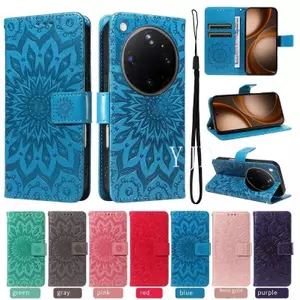 YJD Ốp Lưng Cho OPPO Find X9 Siêu Dập Nổi Da Hướng Dương Khe Cắm Thẻ Dây Đeo Tay Chống Rơi Vỏ Điện Thoại