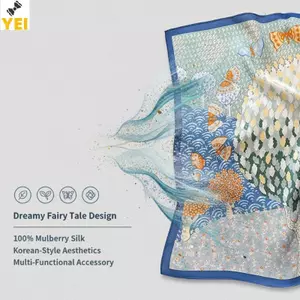 < YEI > 100% Lụa Satin Khăn Vuông Phong Cảnh In Hình Không Phai Màu Mềm Mại Mịn Tóc Cho Nữ Sử Dụng Hàng Ngày Ngoài Trời Mới