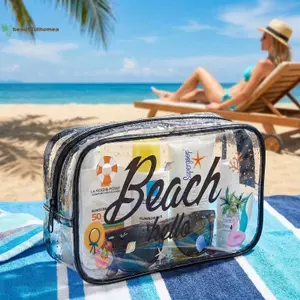 BeautifulHomeA Di Động Dung Tích Lớn Dụng Cụ Trang Điểm Trong Suốt Chủ Đề Bãi Biển Túi Đựng Mỹ Phẩm Du Lịch Túi Bảo Quản VN