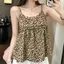 Áo yếm in họa tiết da báo cổ điển kiểu Pháp mùa hè Thiết kế phong cách mới cay ngọt ngào Slim-fit Slimer Look Niche Top